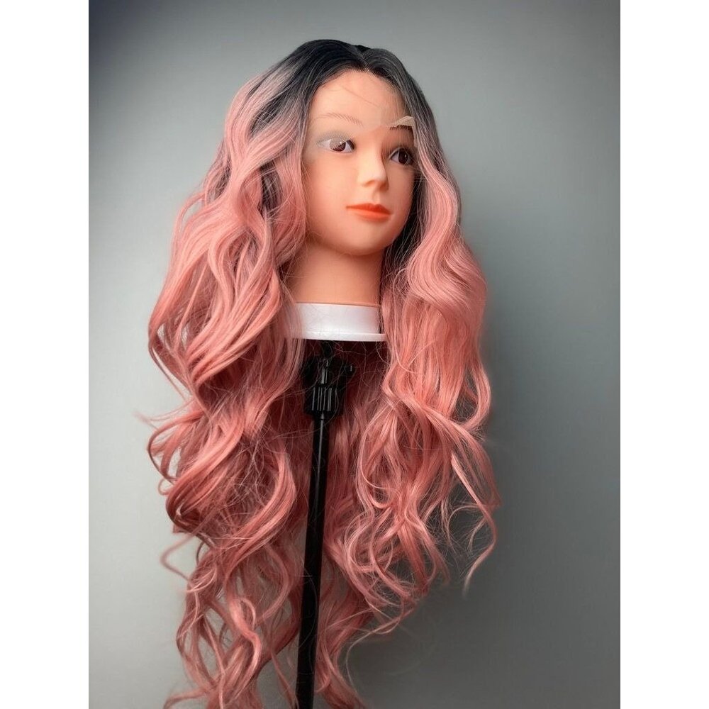 Peach Pink Wig,Pink Lace Wig